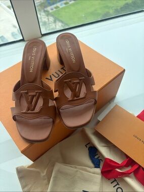 Louis Vuitton Isola Brown Mules with Logo Detail